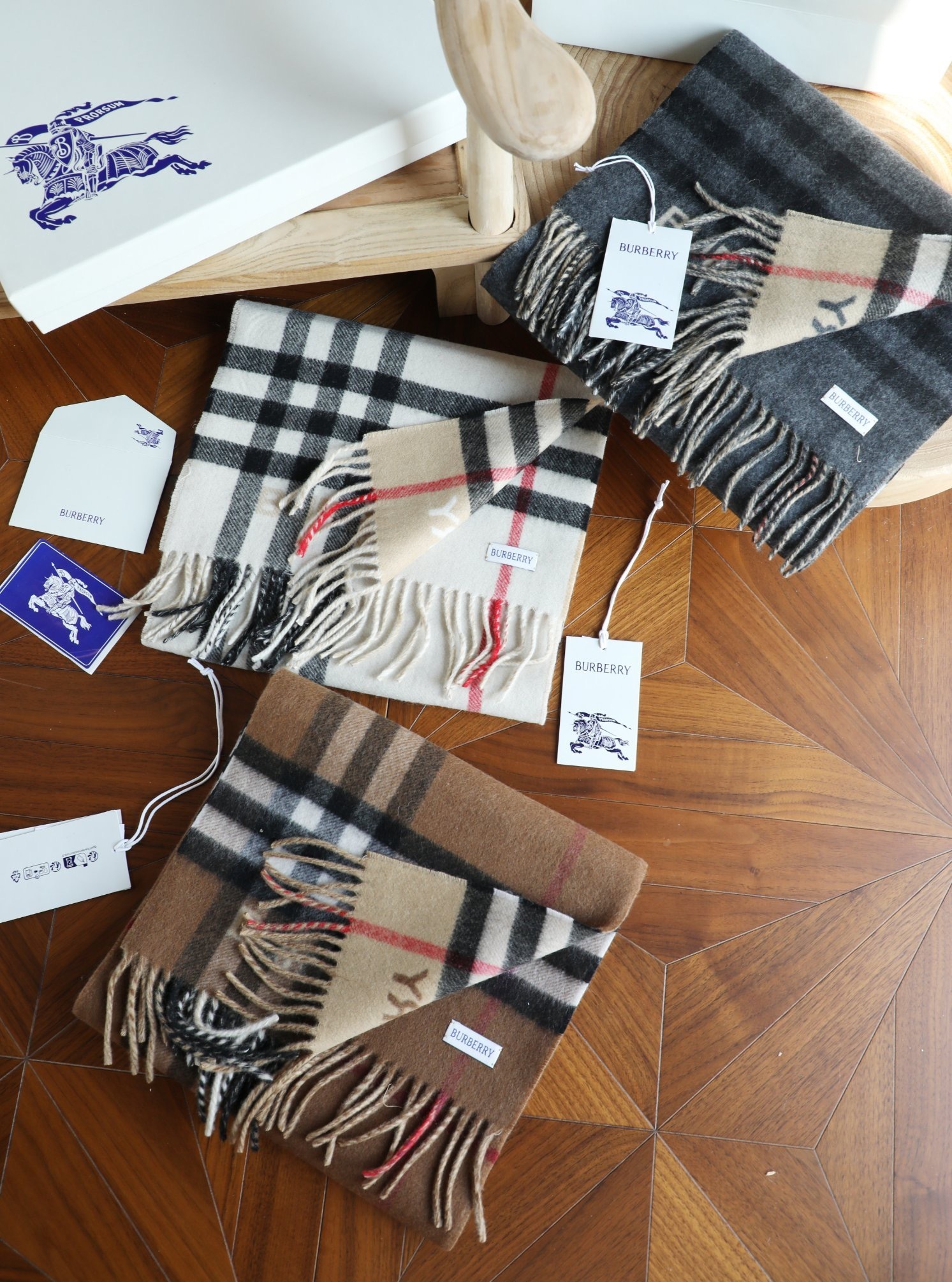 Burberry double-sided color-block cashmere scarf 30*180