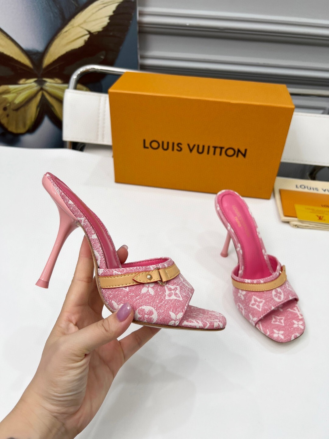 Louis Vuitton new imported denim sheepskin lining heel height 9.5cm 35-42