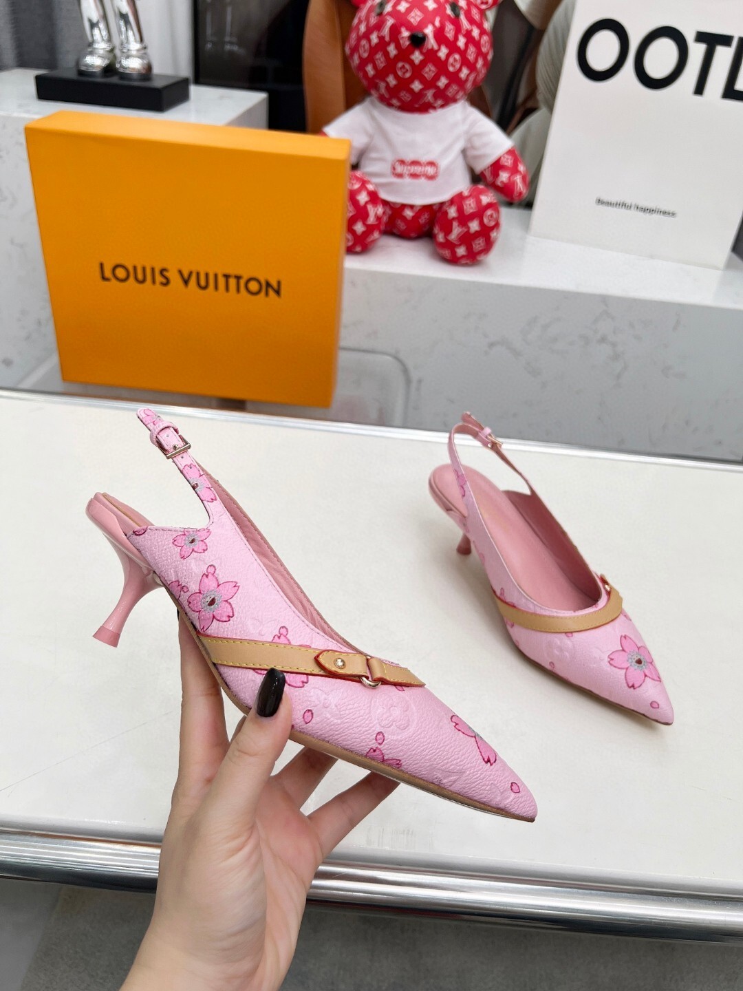 Louis Vuitton new imported denim sheepskin lining genuine leather outsole heel height 5.5cm 35-42